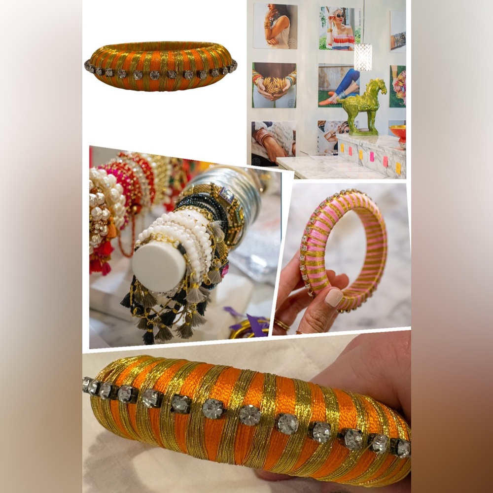 RARE BuDhaGirl Orange Silk Thread & Rhinestone Bangle EUC - Picture 6 of 6